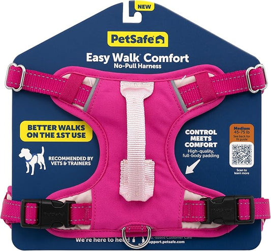 PetSafe Easy Walk Comfort No-Pull Dog Harness - Better Walk Training Harness - Full Body Padded Design - Durable Fabric - 5 Point Adjustable Fit - Everyday Leash Training - Pink - X-Small