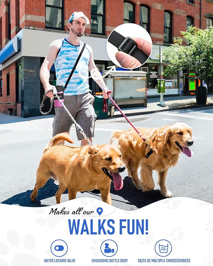 Lesotc Dog Water Bottle, Portable Water Dispenser with Bowl, Leak Proof Pet Travel Water Bottle Puppy Essentials Doggie Stuff Accessories for Outdoor Walking, Hiking, Camping