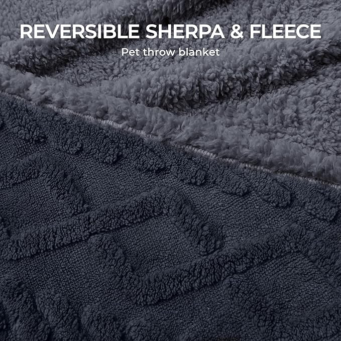 Waterproof Pet Blanket, Liquid Pee Proof Dog Blankets for Sofa Bed Couch, Reversible Sherpa Fleece Furniture Protector Cover for Small Medium Large Dogs Cats,Dark Grey X-Large（85" x 57"）