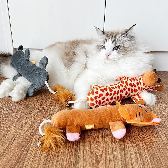 TTcat Catnip Silvervine Matatabi Pillow for Cats Kittens,Crinkle Sound Toy,Cat Kicker Toy,Large Size Cat Soothing Plush Pillow (Mouse).