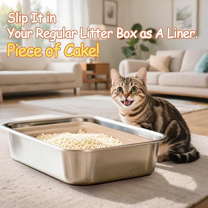 Disposable Litter Boxes for Cats Leak-Proof: 3-Pack Odor Control Sustainable Large Kitty Tray for Travel/Indoor Use