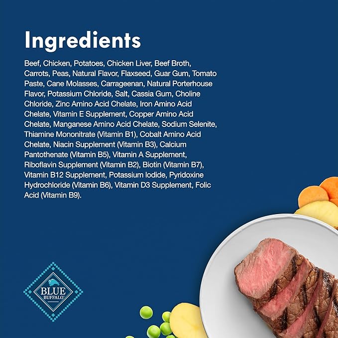 Blue Buffalo Delights Natural Adult Small Breed Wet Dog Food Cups, Pate Style, Porterhouse Flavor in Savory Juice 3.5-oz (Pack of 12)