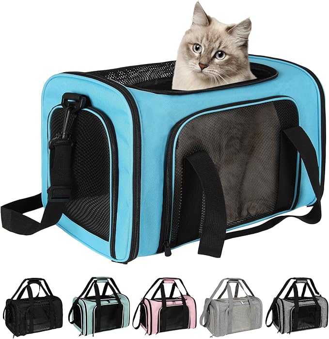 Top tasta Dog Cat Carrier Pet Carriers for Small Medium Large Cats Dogs Carrier Soft Sided Small Puppy Dog Carrier Portable Foldable Airline Approved Dog Cat Travel Carrier Blue Medium