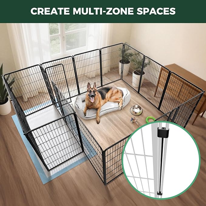 FXW Homeplus Unleashed Indoor Dog Playpen - Stress-Free and Safe Play, Heavy Duty 45 Inch 16 Panels Dog Pen with Connectors (Pack of 2) for Large Dogs, Black│Patented