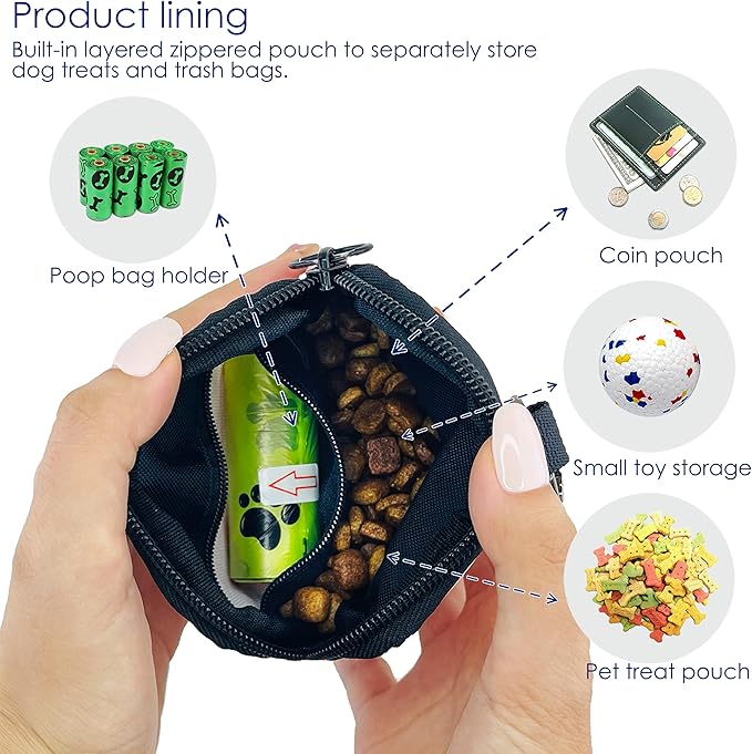 Dog Treat Pouch for Pet Walking and Training with Clicker Poop Bags Small Fanny Zipper Pack Holder for Puppy Snack Dispenser Kit for Leash and Outdoor Use (Fruit Orange)