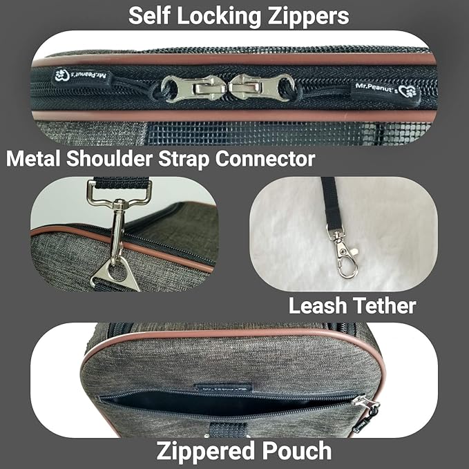 Mr. Peanut's Rhodium Mini Series Airline Compliant Pet Carrier, Check Sizing, Appropriate for Small Pets Only
