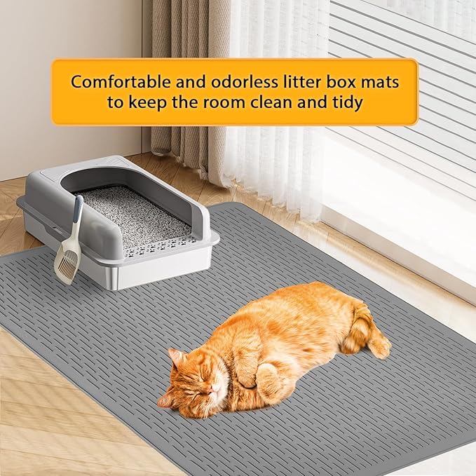Cat Litter Mat,Waterproof Soft Litter Mat,39x27in Large Rubber Litter Box Mat,Washable Cat Litter Mat Litter Trapping Mat Easy to Clean,Indoor Floor Xl Kitty Litter Mat