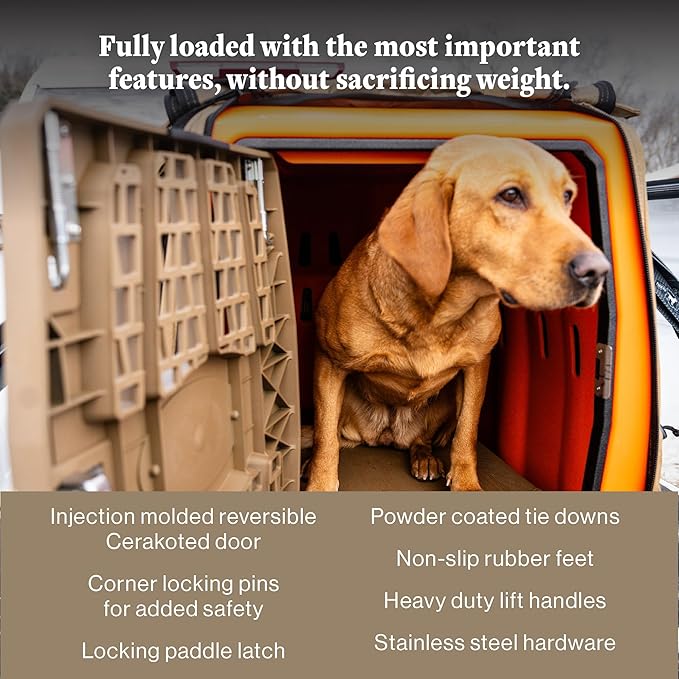 Lucky Dog Kennel, Durable Crash Tested Portable Dog Crates, Intermediate, Uplander (Orange)