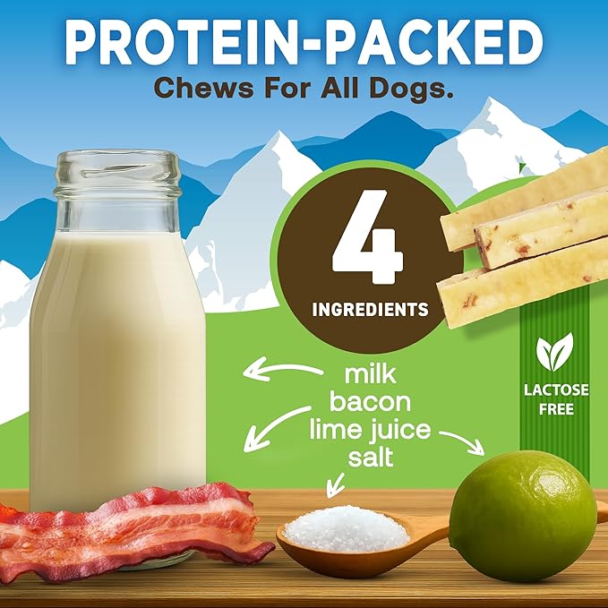 EcoKind Premium Gold Yak Cheese Himalayan Dog Chews, Dog Treats Large Breed, All Natural, High Protein Dog Chew, Bacon, Large - 1 Chew