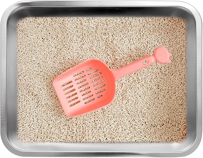 Kichwit Stainless Steel Cat Litter Box, Metal Cat Litter Pan, Kitten Litter Box Tray, Non Stick Smooth Surface (17.5" L x 13.5" W x 6" H)