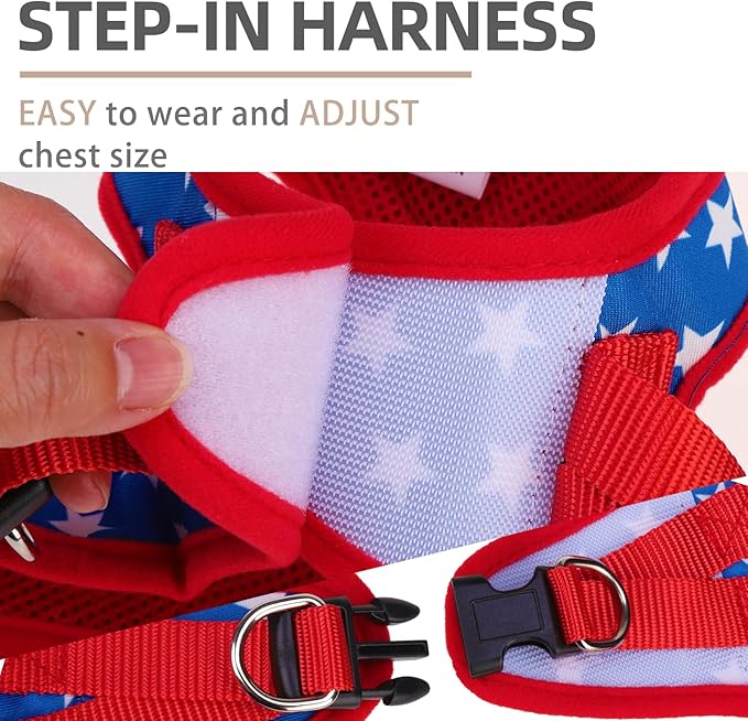 PUPTECK Adjustable Dog Harness Collar and Leash Set Step in No Pull Pet Harness for Small Medium Dogs Puppy and Cats Outdoor Walking Running, Soft Mesh Padded Reflective Vest Independence Harnesses