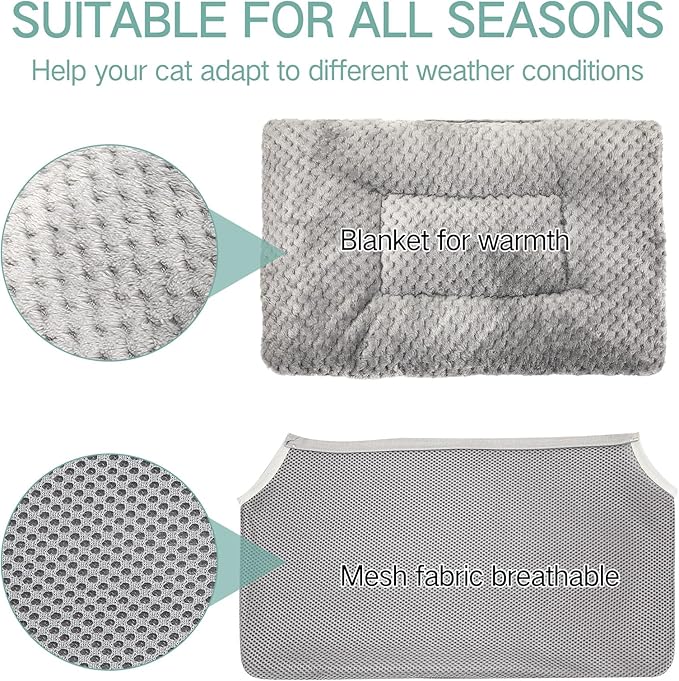 2 Pcs Cat Window Perch Hammock with 2 Pcs Blanket Cushion Cover and 8 Strong Suction Cups, Sturdy Metal Frame, Window Bed for Large Cats, 12 x 20.5 Inch