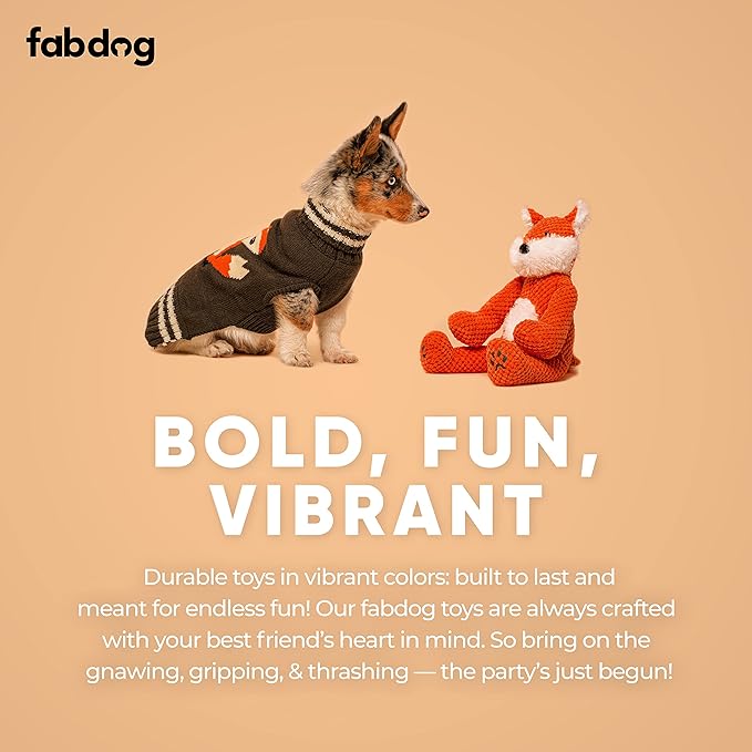 fabdog Floppies Plush Dog Toy - Cute & Durable Squeaky Dog Toys - Best Squeak Toy for Puppies and All Breeds | Ideal Pet Gift| Large Fox