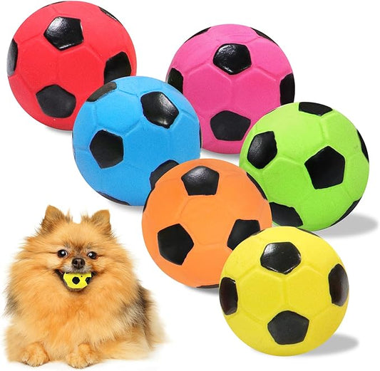 2” Dog Soccer Ball Toys 6 Pack, Squeaky Dog Toys Interactive Soccer Balls for Chewing and Training, Fits for Teething Puppies, Small and Medium Dogs