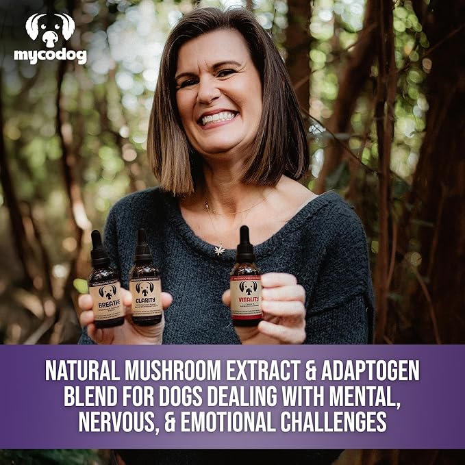 MycoDog Clarity - Cognitive Support Supplement for Dogs - Brain Health, & Senior Dog Wellness - Memory & Focus with Functional Mushrooms & Adaptogens