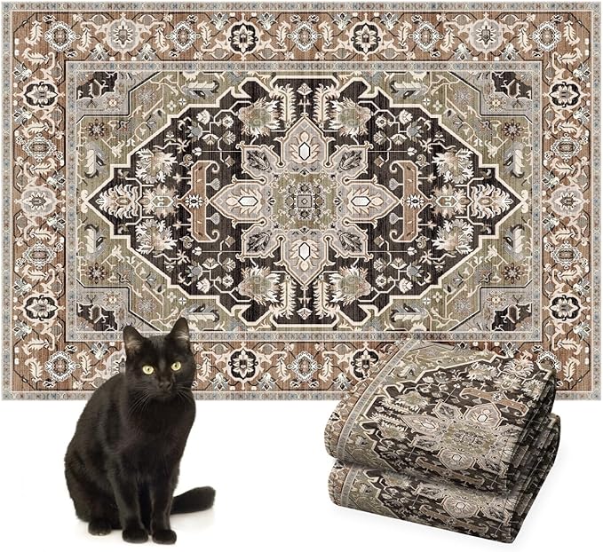 Lovewag Cat Litter Mat 2 Pack - Large 36x48 Machine Washable Easy Clean Non-Slip Waterproof Trapping Mats for Cats - (Sage Forest)