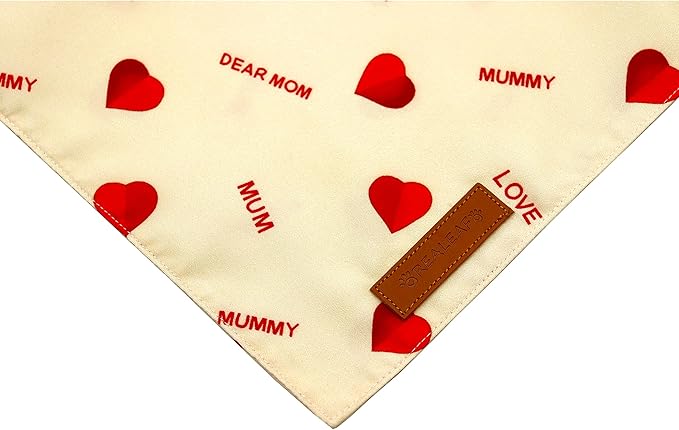 Realeaf Mothers Day Dog Bandanas 2 Pack, Reversible I Love My Mom Pet Scarf for Boy and Girl, Premium Durable Fabric, Valentines Day Bandana for Medium Large Dogs (Large)
