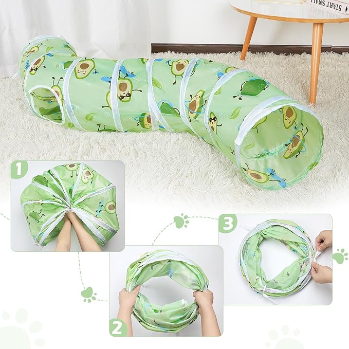 Glittme Cat Tunnel, Cat Tunnels for Indoor Cats, S-Shape Cats Cave with Cat Toys, Foldable Cat Tubes and Tunnels for Cats, Rabbit, Puppy, Guinea Pig