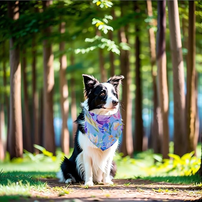 7 Pack Spring Dog Bandanas for Large Dogs Breed 33 Inch XL Summer Flowers Dog Bandana Adjustable Sewing Hemming Scarves Grooming L