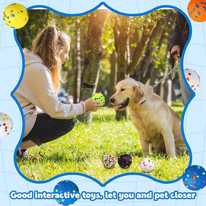 Lenwen 10 Pcs Dog Toy Ball for Aggressive Chewers Interactive Dog Ball for Boredom and Stimulating Bouncy Floating Rubber Toy for Large Medium Small Puppy(2.5 Inch,Glitter Color)