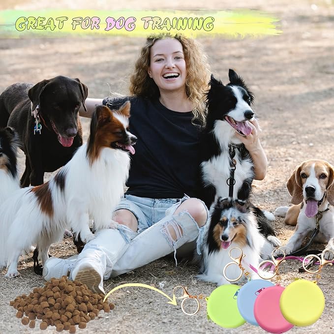 4PCS Silicone Dog Treat Pouch Small Bag, Pocket-Sized Pet Training Treat Bag,Zipper Design,Unscented, Reusable, Travel Walking Bag, Portable Training Bag