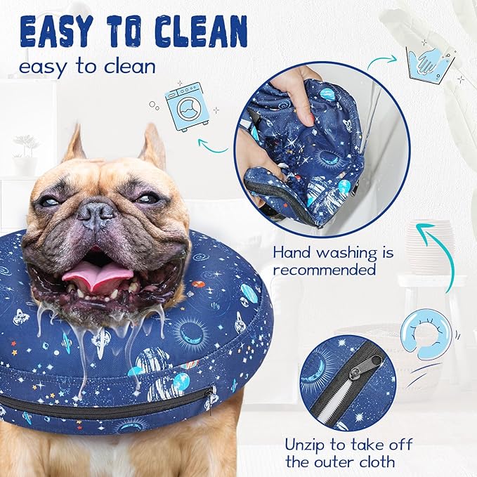 Inflatable Dog Cone Collar for After Surgery, Dog Donut Collar After Surgery, Soft Pet Cone for Small Medium Large Dogs to Stop Licking