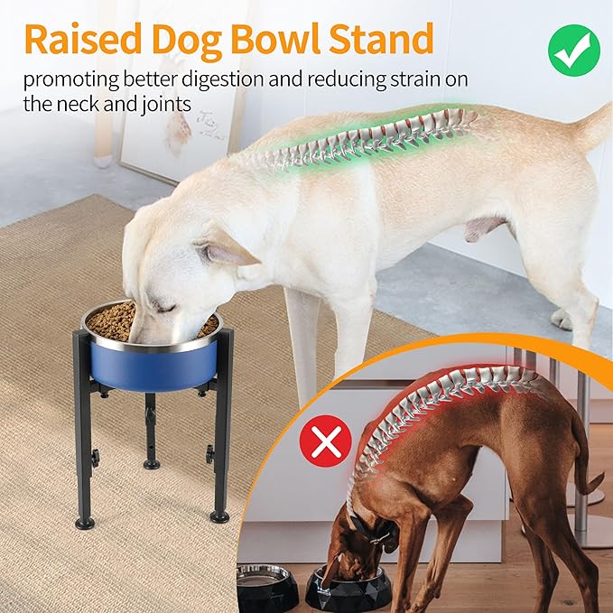 Single Dog Bowl Stand,Tall Dog Food Stand Adjustable Wide 7-11" Heights 14.5",Metal Elevated PET Bowl Holder Raised Water Feeder for Medium,Large Dog(Bowl Not Included)
