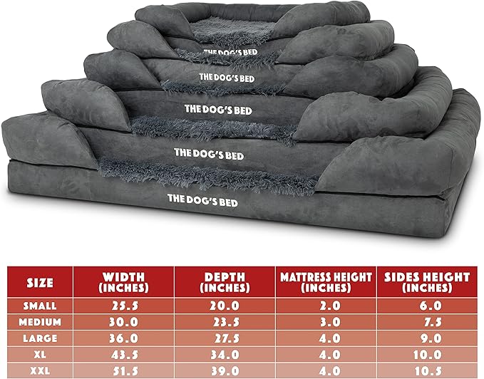 Replacement Outer Cover ONLY (Outer Cover ONLY - NO Bed, NO Waterproof Inner) for The Dog's Bed, Washable Plush Fabric, Medium (Grey Faux Fur)