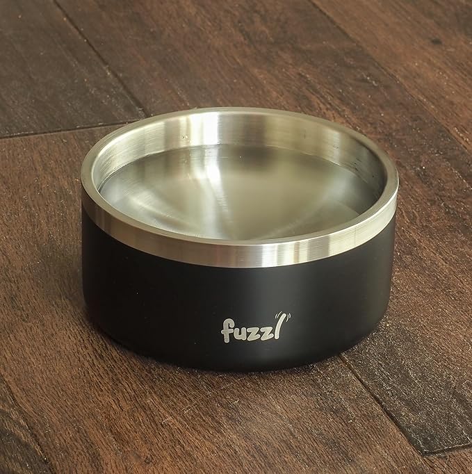 Titan Dog Bowl 8 inch - Matt Black Insultated Thermal Bowl for Indoors and Outdoors with Rubber Base - Versatile Dog Bowls and Water Bowl for Hydration and Feeding for Large and XL Dogs