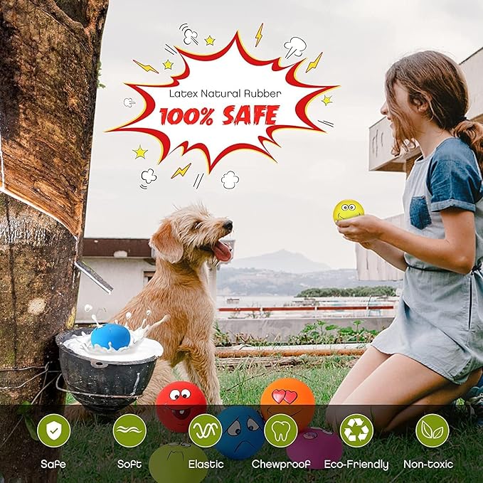 Squeaky Dog Toys Latex Rubber Soft Dog Squeaky Toys Squeaky Chewing Teething Fetching Dog Balls Puppy Toys Gifts for Pets Medium Small Dogs 6Pcs/Set