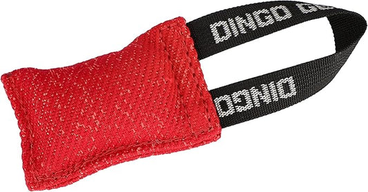 Dingo Gear French Linen tug Toy for Dog, Dog Bumper for Training, Agility, tug of war, Dog bite Pillow for Strong Dog, 1handle 4" red S00087