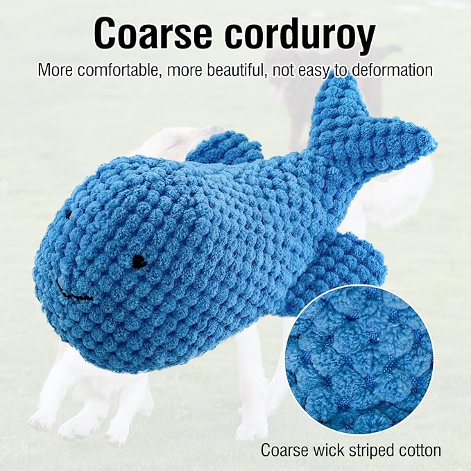 Adorable Plush Cats Squeaky Stuffed Toys Animal Chicken and Whale Soft Durable Set for Dog Birds Pets All Breed Chewers