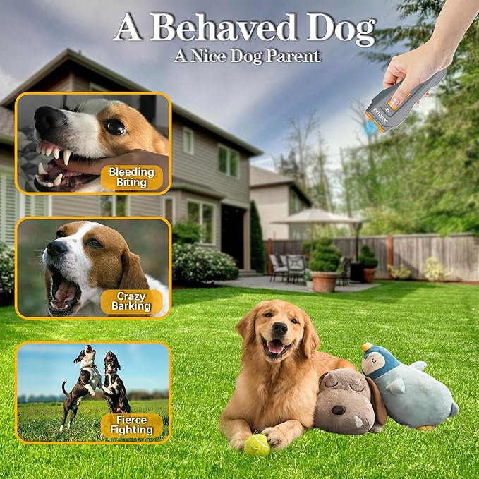 Ultrasonic Dog Barking Deterrence Device, Dog Training Tool, Animal Trainer, Rechargeable Anti-Barking Device, Suitable for Both Indoor and Outdoor Use, Gray