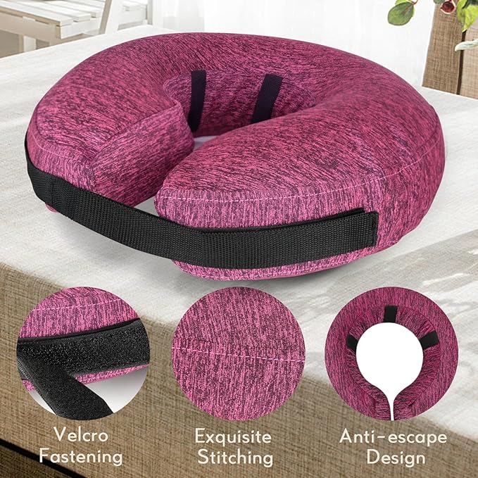 MIDOG Inflatable Dog Cone Alternative for After Surgery - Soft Protective Donut Collar Prevents Licking & Allows Eating, Comfortable Recovery E-Collar Alternative for Small Medium Large Dogs (Rose,L)