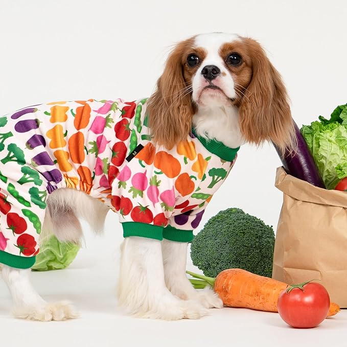 Fitwarm Funny Vegetable Dog Pajamas, Warm Winter Dog Clothes for Small Dogs Boy Girl, Cozy Pet Onesie with Feet, Green, White, Red, Pink, Purple, Medium