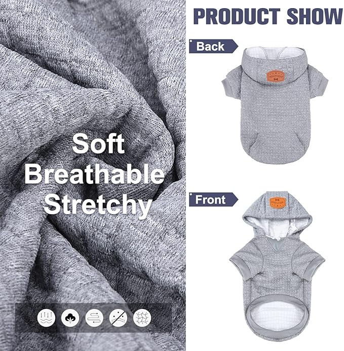 BEAUTYZOO Dog Sweaters for Large Dogs Girls Boys, Warm Winter Dog Hoodie Sweatshirt with Pocket & Leash Hole,Soft Waffle-Like Laminated Cotton Pet Clothes for Big Breeds Indoor Outdoor Cold Weather