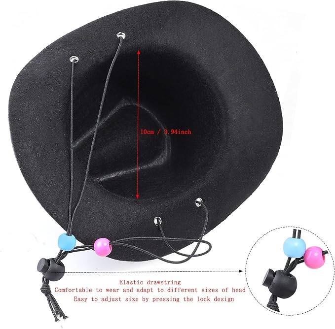 Yewong Pet Cowboy Costume Accessories Dog Cat Pet Size Cowboy Hat and Bandana Scarf West Cowboy Accessories for Puppy Kitten Party Festival and Daily Wearing Set of (Black hat+Black bib)