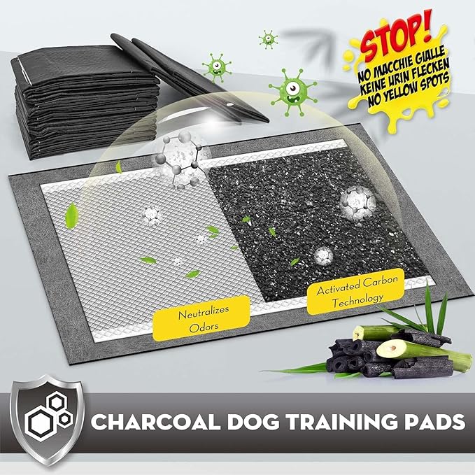 CROCI Puppy Pee Pads 22"x22" Charcoal Pee Pads, Odor-Control Charcoal Puppy Pads & Super Absorbent Dog Pads Holds Up to 4 Cups of Urine, Leak-Proof & Quick-Dry Dog Pee Pads, Disposable (50 Counts)