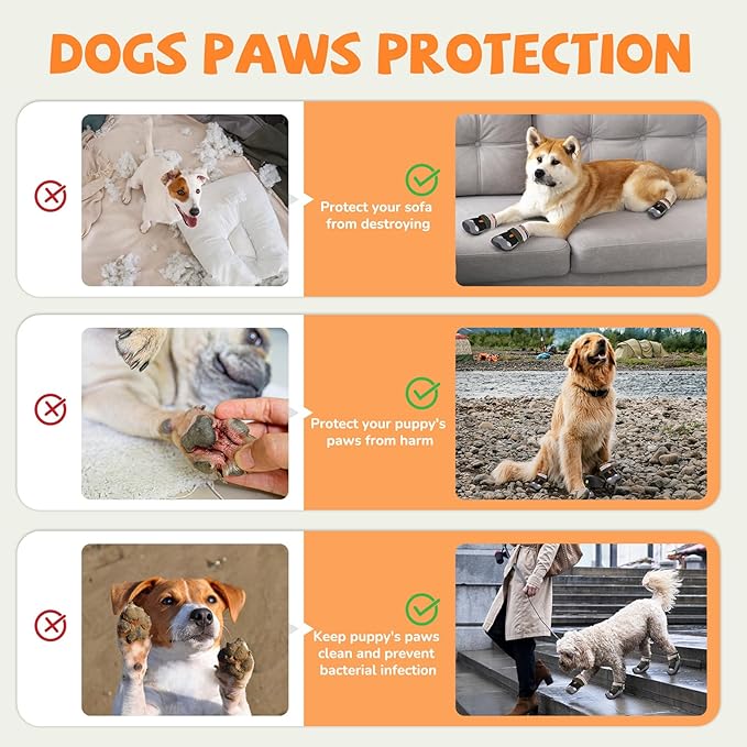 Dog Boots for Large Dogs, Medium Dog Shoes for Hot Pavement, Waterproof Dog Booties with Reflective Strap, Non- Slip, Dog Shoes for Snowy Hardwood Floor Hiking Outdoor Walking Size 7