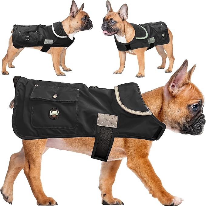 Joyride Harness FrostFlex Dog Winter Jacket - Fleece Lined & Water-Resistant - Snowsuit with Pockets for Treats & Poop Bags - Durable Cold Weather Dog Coat - Black Onyx-XL