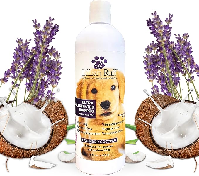 Lillian Ruff PRO Formula Ultra Concentrated Dog Shampoo – Makes 4 Gallons/30 Bottles, 30:1 Dilution, Professional Pet Shampoo for Sensitive Skin | Deodorizing & pH-Balanced Made in USA 16.9oz