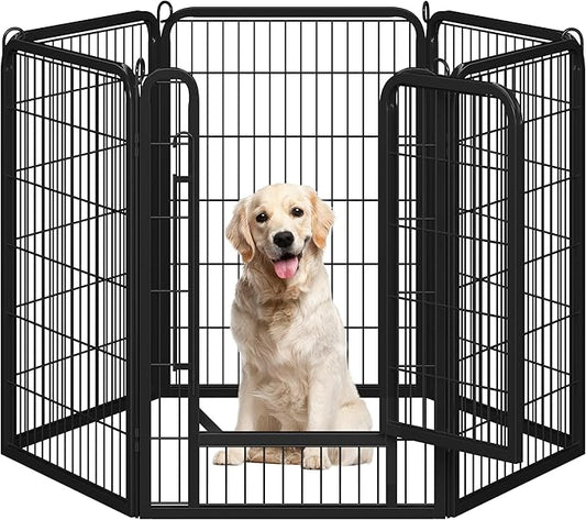 Yaheetech Dog Playpen Outdoor, 40 inch 6 Panels Dog Pen Indoor Heavy Duty Puppy Exercise Pen Metal Pet Fence for RV Camping/Yard/Garden