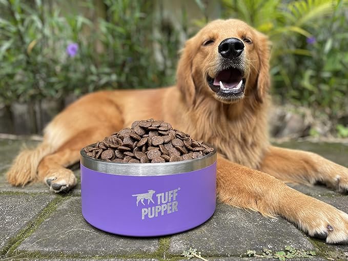Tuff Pupper 100 oz Heavy Duty Insulated Stainless Steel Dog Bowl for Large Dogs, Non-Slip Base, Dishwasher Safe