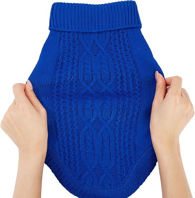 Stretchy Cat Sweater - 17 Colors & 6 Sizes | Snug Winter-Ready Knit for Boy/Girl Cats & Kittens(Dark Blue, Large)