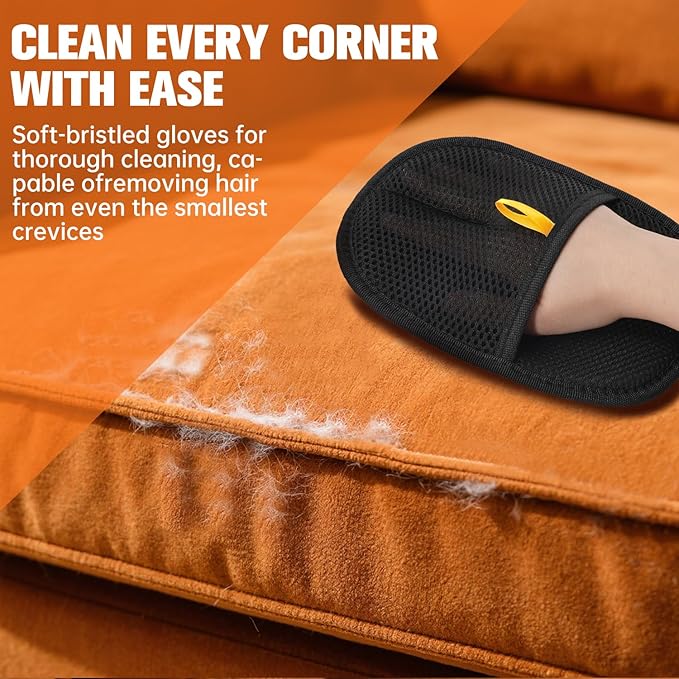 Pet Hair Removal Glove for Cats & Dogs, Newly Upgraded Electrostatic Pet Hair Gloves, 2 Pack Reusable Pet Hair Remover Tool for Laundry, Couch, Carpet, Car Seat