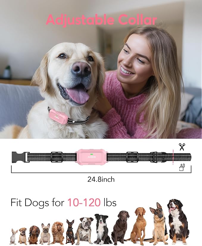 Jugbow Dog Training Collar - 4200FT Training Collars with Remote, IPX8 Waterproof E-Collar with 4 Training Modes, Security Lock for Dogs 10-120lbs(Pink)