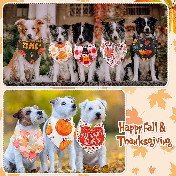 Lasnten 70 Pcs Fall Dog Bandanas Bulk Thanksgiving Dog Bandanas Pumpkin Pet Bibs Scarf for Dogs Triangle Scarf Holiday Costume for Small Medium Large Pet Accessories Grooming Supplies (Harvest)