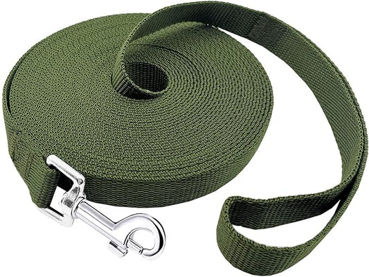 PETGOGO 15ft 20ft 30ft 40ft 50ft Long Dog/Puppy Lead Obedience Recall Training Dog Leashes for Small Medium Dogs Camping, Training, Play, or Backyard (30 FT, Green)