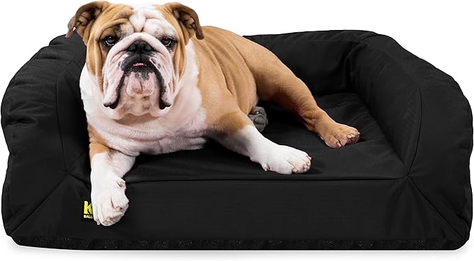 K9 Ballistics Tough Orthopedic Medium Bolster Dog Bed - Washable, Durable and Water Resistant Dog Bed - Made for Medium Dogs, 27"x33", Black
