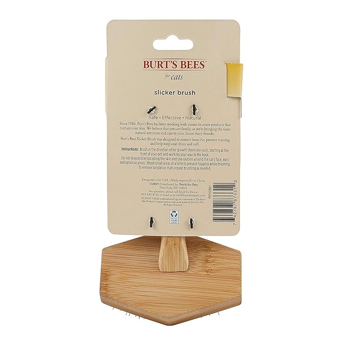Burt's Bees for Pets Slicker Brush | Removes Loose Cat Fur, Prevents Matting | Ideal for Daily Grooming, Smooth Coat